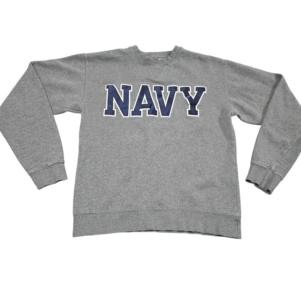 Navy Football Sweatshirt Mens S Grey Navy Blue Pullover Military NCAA Sportswear